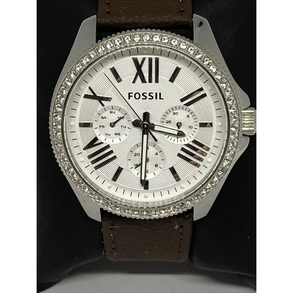 Fossil AM4481 Women's Brown Leather Analog Dial Quartz Genuine Wrist Watch CM477